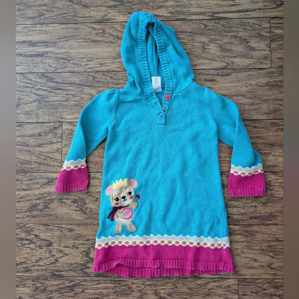 $ 💥3/$24‎ Gymboree Sweet Music Musical Bear Hooded Sweater Dress